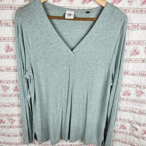 Cabi Women's Long Sleeve V-Neck Top Light Green Size Large
